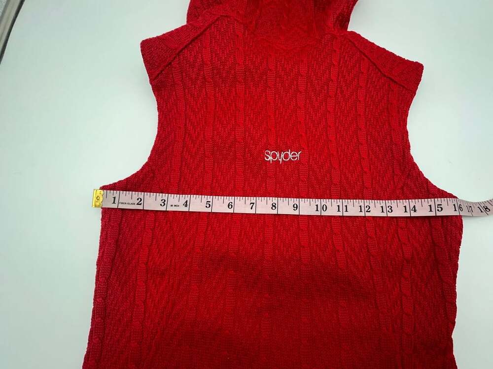 Spyder Core Sweater Hooded Vest Size S Red Cable Knit Full Zip ski apres - Picture 5 of 8